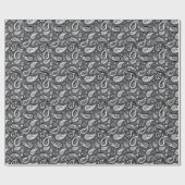 Retro Grey en Black Paisley Pattern Cadeaupapier (Vlak)