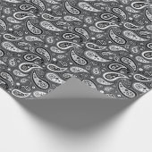 Retro Grey en Black Paisley Pattern Cadeaupapier (Hoek)