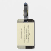 Retro Grey en Black Stripe Monogram Bagagelabel (Achterkant verticaal)