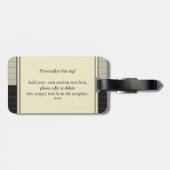 Retro Grey en Black Stripe Monogram Bagagelabel (Achterkant horizontaal)