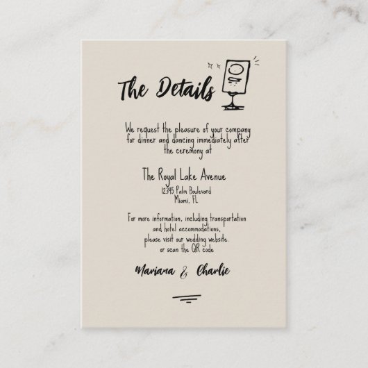 Retro Grey Hand Drawn Illustrated The Details  Informatiekaartje (Voorkant)