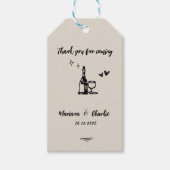 Retro Grey Hand Drawn Illustrated Wedding  Cadeaulabel (Voorkant)