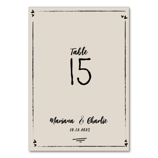 Retro Grey Hand Drawn Illustrated Wedding Kaart (Voorkant)