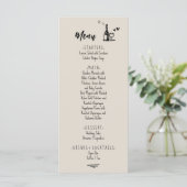 Retro Grey Hand Drawn Illustrated Wedding  Menu (Staand voorkant)