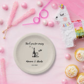 Retro Grey Hand Drawn Illustrated Wedding Papieren Bordje (Feest)