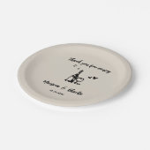 Retro Grey Hand Drawn Illustrated Wedding Papieren Bordje (Gekanteld)