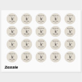 Retro Grey Hand Drawn Illustrated Wedding  Ronde Sticker (Vel)
