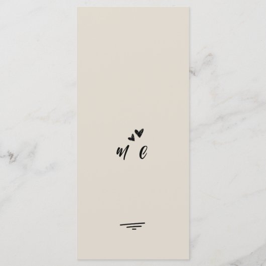 Retro Grey Hand Drawn Illustrated Wedding Timeline Menu (Achterkant)