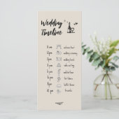 Retro Grey Hand Drawn Illustrated Wedding Timeline Menu (Staand voorkant)