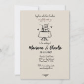 Retro Grey Hand Drawn Illustration Wedding  Kaart (Voorkant)