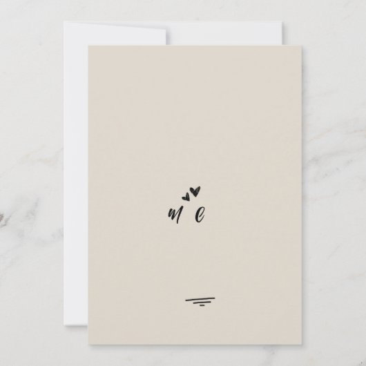 Retro Grey Hand Drawn Illustration Wedding Kaart (Achterkant)