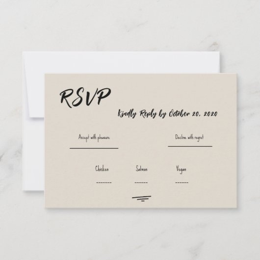 Retro Grey Hand Written Scribble Wedding RSVP  (Voorkant)
