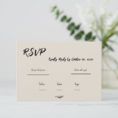 Retro Grey Hand Written Scribble Wedding RSVP  (Staand voorkant)