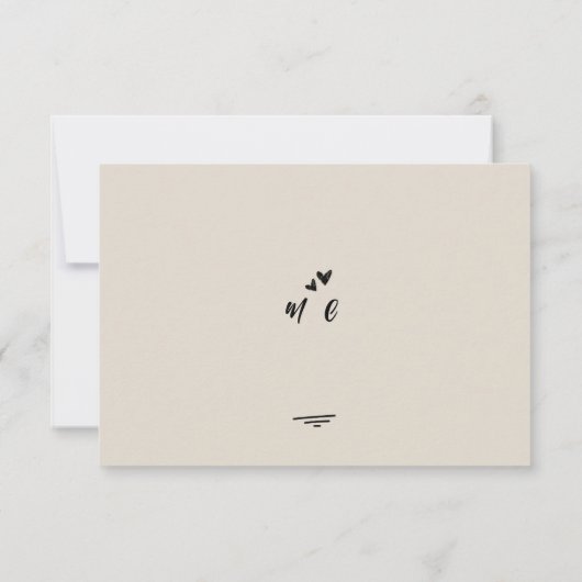 Retro Grey Hand Written Scribble Wedding RSVP  (Achterkant)