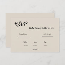 Retro Grey Hand Written Scribble Wedding RSVP 