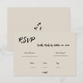 Retro Grey Hand Written Scribble Wedding RSVP Kaartje
