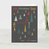 Retro Grey Kleurrijke Oh Kerstboom Vakantie Kaart (Voorkant)