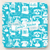 Retro Grey of om het even welk patroon van de Tele Drankjes Onderzetter (Voorkant)