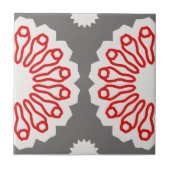 Retro Grey Red & White etnisch geometrisch patroon Tegeltje (Voorkant)