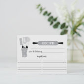 Retro Grey Rolling Pin Kitchen Tools Recipcard Briefkaart (Staand voorkant)