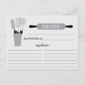 Retro Grey Rolling Pin Kitchen Tools Recipcard Briefkaart (Voorkant)