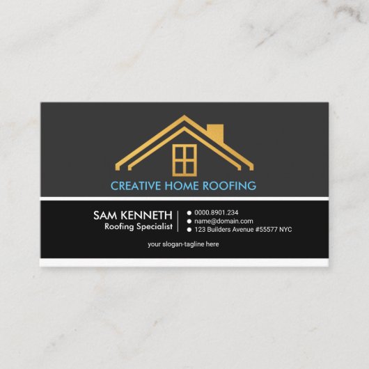 Retro Grey Shades Column Gold Home Roofer Visitekaartje (Voorkant)