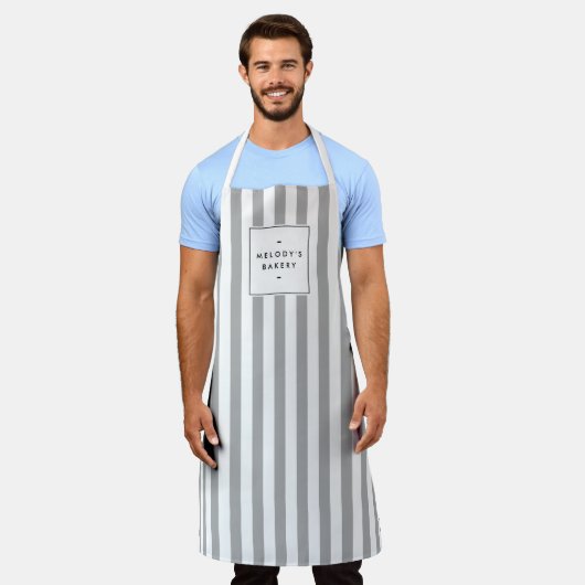 Retro Grey Snoep Stripes Apron Schort (Gedragen)