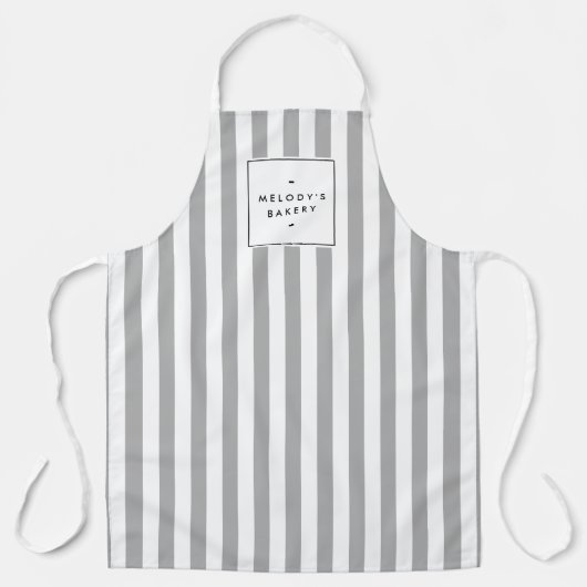 Retro Grey Snoep Stripes Apron Schort (Voorkant)