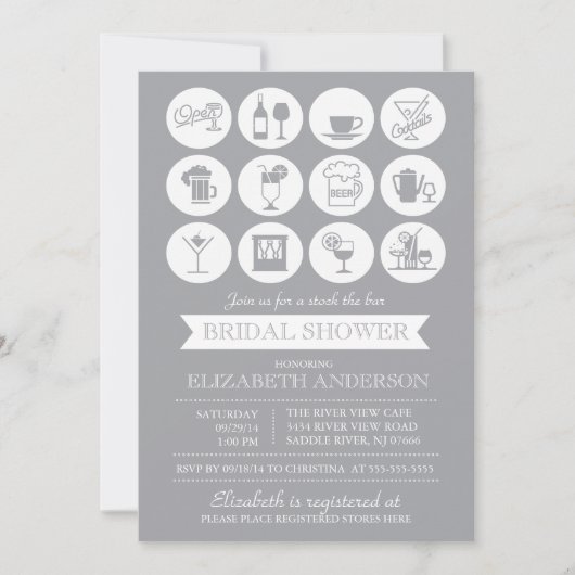 Retro Grey Stock de Uitnodiging van de Bridal van (Voorkant)