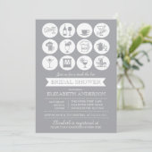 Retro Grey Stock de Uitnodiging van de Bridal van (Staand voorkant)