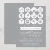 Retro Grey Stock de Uitnodiging van de Bridal van (Voorkant / Achterkant)