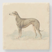 Retro Greyhound Whippet Print Stenen Onderzetter (Voorkant)