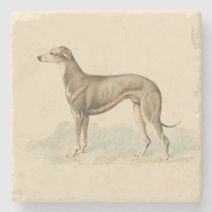 Retro Greyhound Whippet Print Stenen Onderzetter