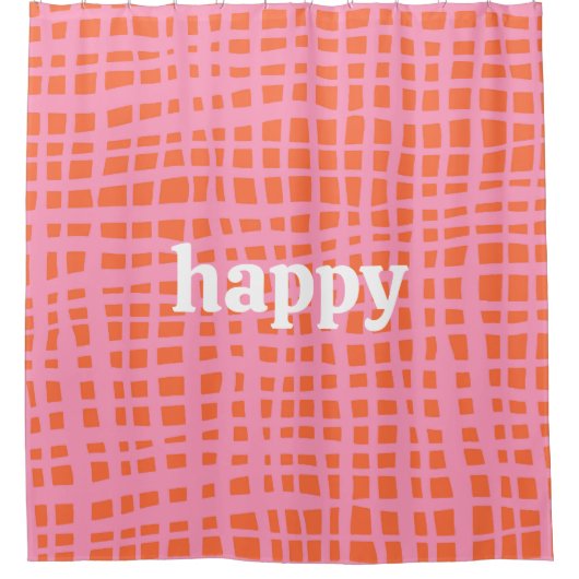 Retro Grid Abstract Patroon Douchegordijn (Voorkant)