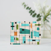 Retro Grid en Starbursts Post Card Briefkaart (Staand voorkant)