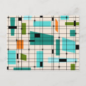 Retro Grid en Starbursts Post Card Briefkaart (Voorkant)