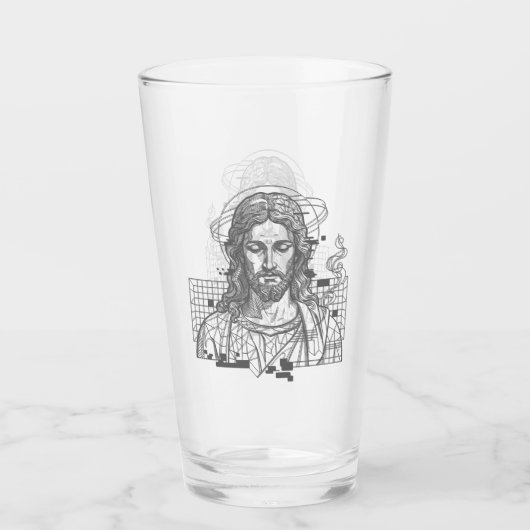 Retro Grid Jezus Koning der Koningen Openbaring 19 Glas (Voorkant)