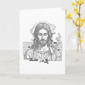 Retro Grid Jezus Koning der Koningen Openbaring 19 Kaart (Gele Bloem)