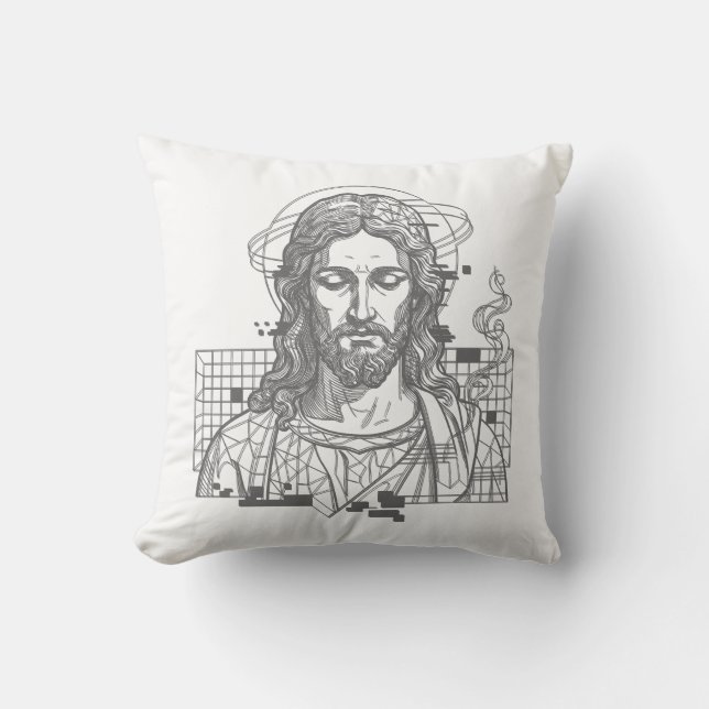 Retro Grid Jezus Koning der Koningen Openbaring 19 Kussen (Voorkant)