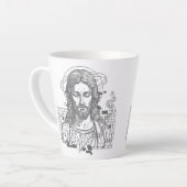 Retro Grid Jezus Koning der Koningen Openbaring 19 Latte Mok (Linkerhoek)
