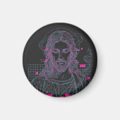 Retro Grid Jezus Koning der Koningen Openbaring 19 Magneet (Voorkant)
