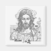 Retro Grid Jezus Koning der Koningen Openbaring 19 Magneet (Voorkant)