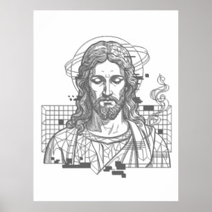 Retro Grid Jezus Koning der Koningen Openbaring 19 Poster