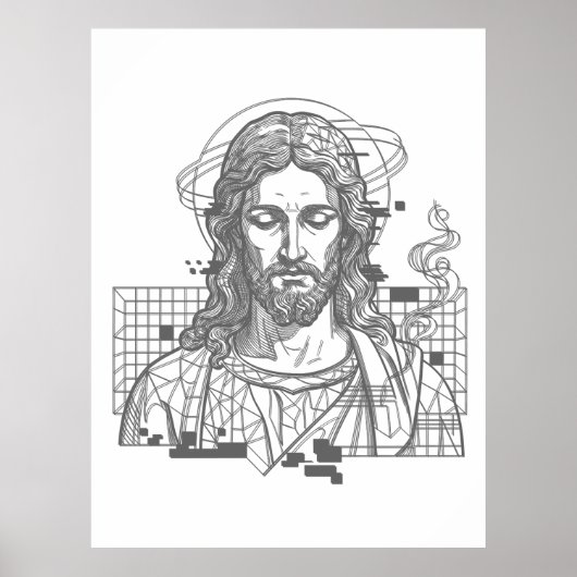 Retro Grid Jezus Koning der Koningen Openbaring 19 Poster (Voorkant)