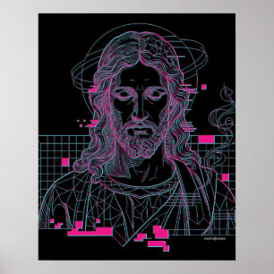 Retro Grid Jezus Koning der Koningen Openbaring 19 Poster