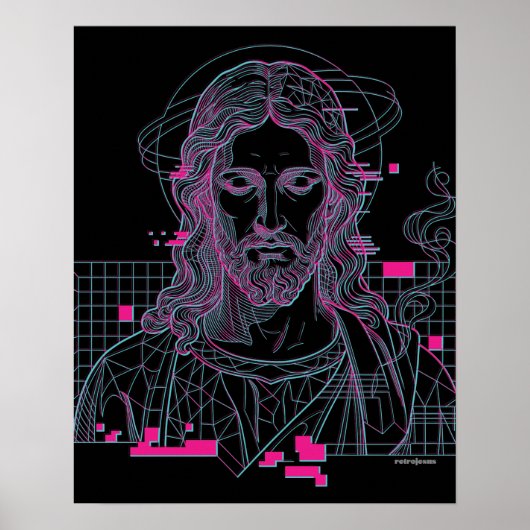 Retro Grid Jezus Koning der Koningen Openbaring 19 Poster (Voorkant)