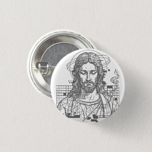 Retro Grid Jezus Koning der Koningen Openbaring 19 Ronde Button 3,2 Cm (Voorkant /achterkant)