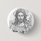 Retro Grid Jezus Koning der Koningen Openbaring 19 Ronde Button 3,2 Cm (Voorkant)