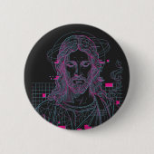 Retro Grid Jezus Koning der Koningen Openbaring 19 Ronde Button 5,7 Cm (Voorkant)