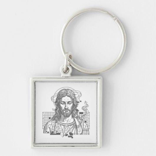 Retro Grid Jezus Koning der Koningen Openbaring 19 Sleutelhanger (Voorkant)